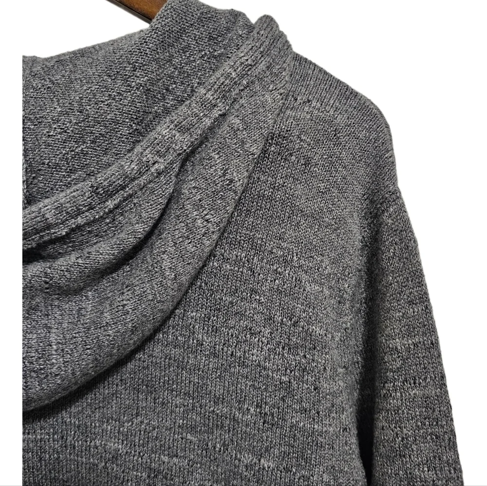 J.Crew grey quarter button hoodie kangaroo pocket pullover sweater size medium